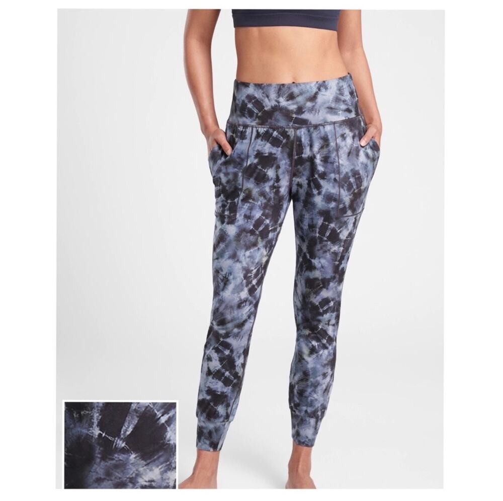 Athleta Pants Womens Small Blue Salutation Printed Jogger Yoga Travel Pull On